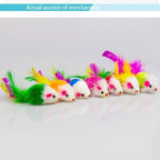 Interactive Rattle Mouse Cat Toy Set Plush Hunting Mice Toys for Indoor Cats and Kittens