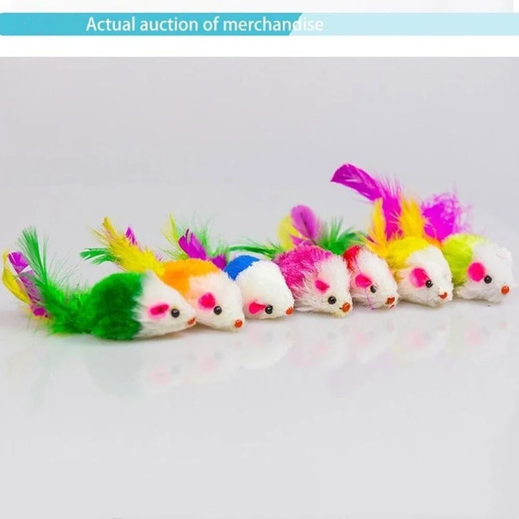 Interactive Rattle Mouse Cat Toy Set Plush Hunting Mice Toys for Indoor Cats and Kittens