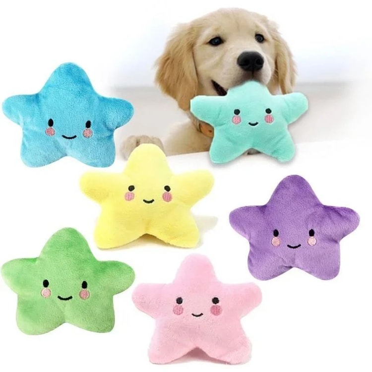 Plush Squeaky Star Pet Toy Soft Pentagram Interactive Chew and Play Toy for Dogs and Cats