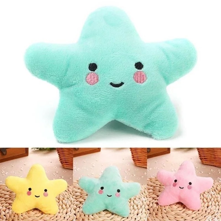 Plush Squeaky Star Pet Toy Soft Pentagram Interactive Chew and Play Toy for Dogs and Cats