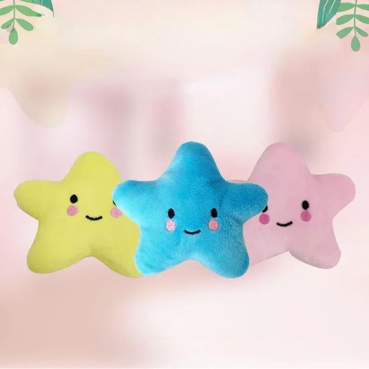 Plush Squeaky Star Pet Toy Soft Pentagram Interactive Chew and Play Toy for Dogs and Cats