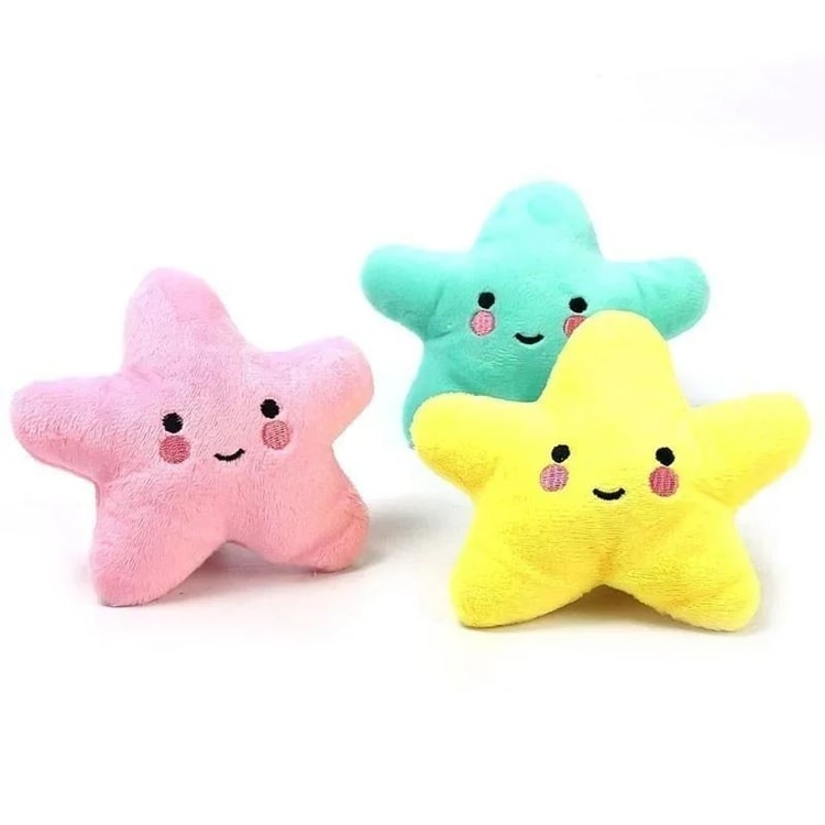 Plush Squeaky Star Pet Toy Soft Pentagram Interactive Chew and Play Toy for Dogs and Cats