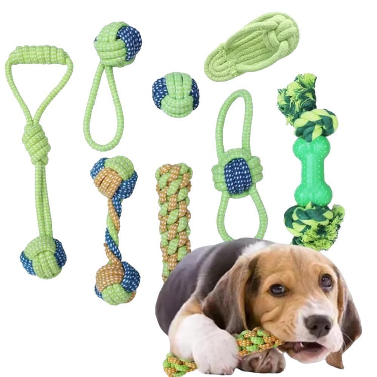 9 Piece Dog Chew Rope Toy Set for Interactive Play