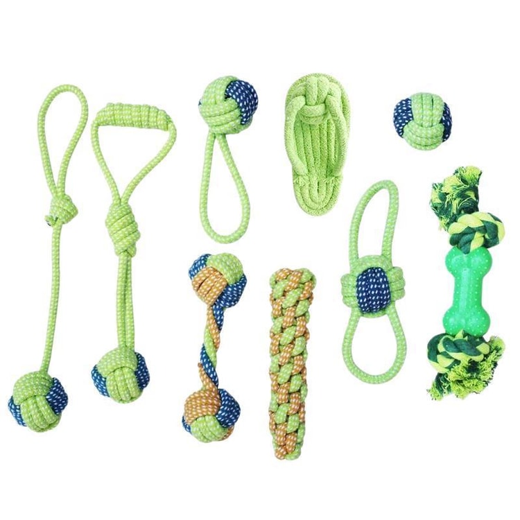 9 Piece Dog Chew Rope Toy Set for Interactive Play