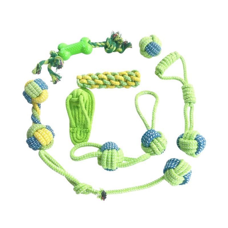 9 Piece Dog Chew Rope Toy Set for Interactive Play