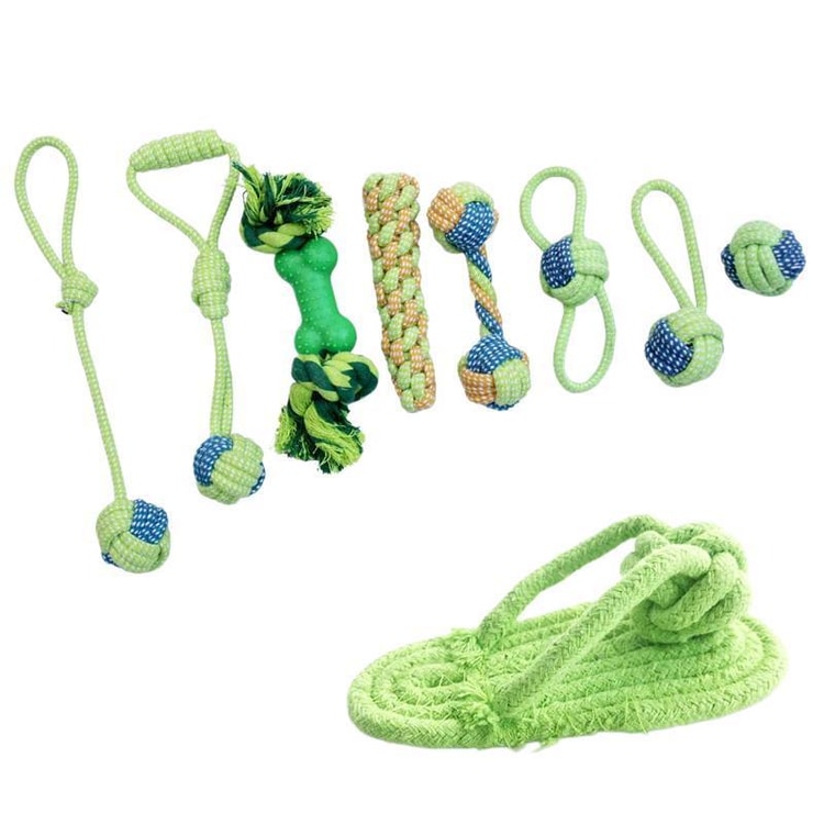 9 Piece Dog Chew Rope Toy Set for Interactive Play