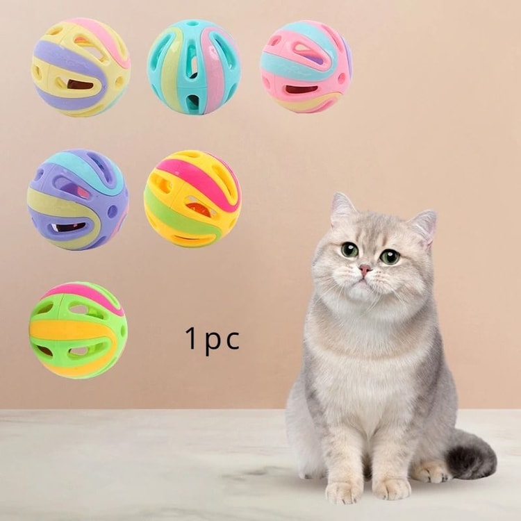 Colorful Cat Bell Ball Toys for Kittens Chase Sound and Indoor Play