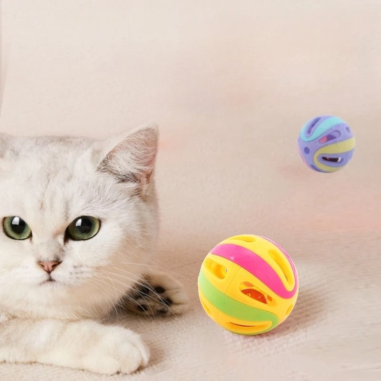 Colorful Cat Bell Ball Toys for Kittens Chase Sound and Indoor Play