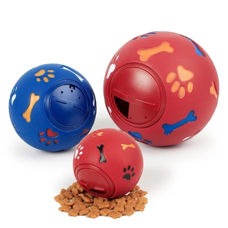 Interactive Dog Treat Dispensing Chew Ball Durable Rubber Pet Toy