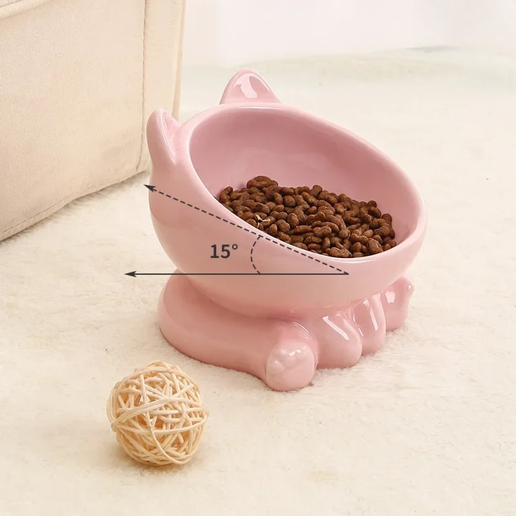 Ceramic Elevated Pet Bowl for Cats and Dogs