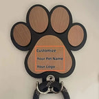 Wooden Paw Print Dog Leash Holder for Pet Accessories