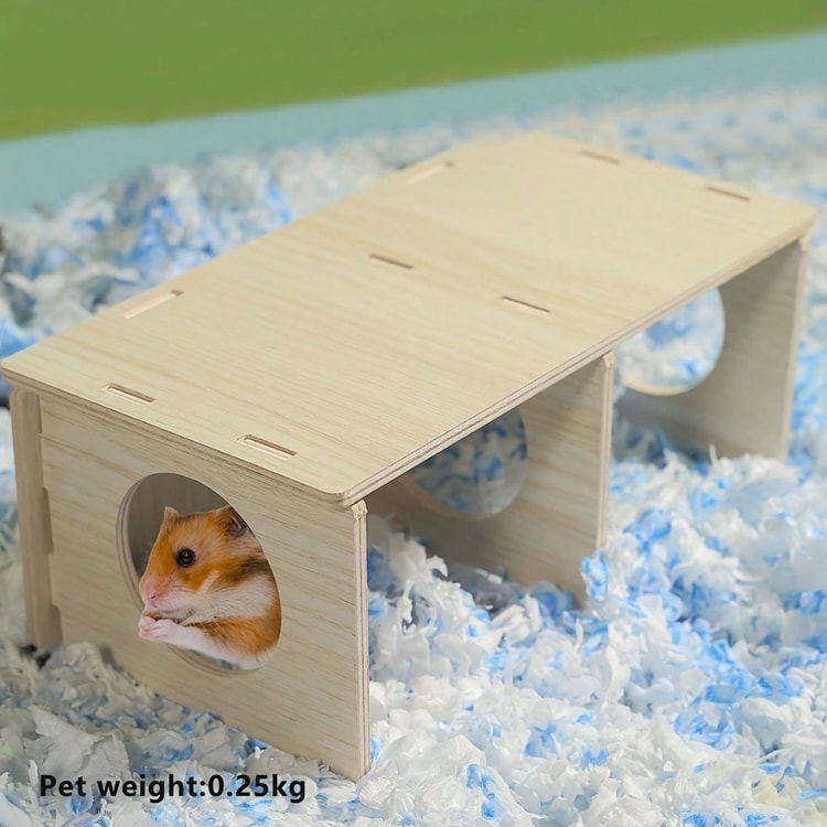 Solid Wood Hideaway House for Hamsters and Small Pets
