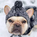 Knitted Pet Hat for French Bulldogs Chihuahuas and Small Dogs with Plush Ball