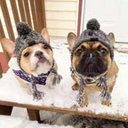 Knitted Pet Hat for French Bulldogs Chihuahuas and Small Dogs with Plush Ball